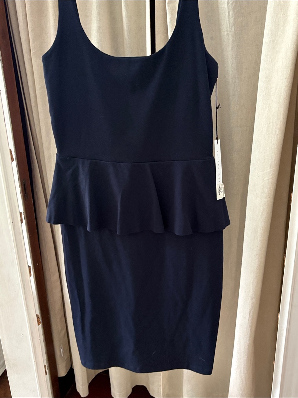 Susana Monaco Navy Peplum Midi Dress